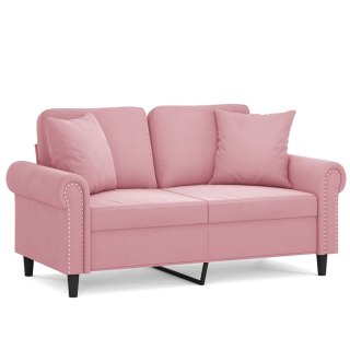  2-osobowa sofa z poduszkami, różowa, 120 cm, aksamit