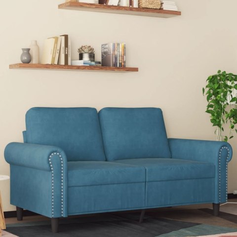  Sofa 2-osobowa, niebieski, 120 cm, tapicerowana aksamitem