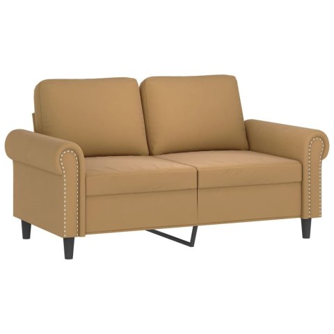  2-osobowa sofa z poduszkami, brązowa, 120 cm, aksamit