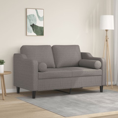  2-osobowa sofa z poduszkami, kolor taupe, 120 cm, tkanina