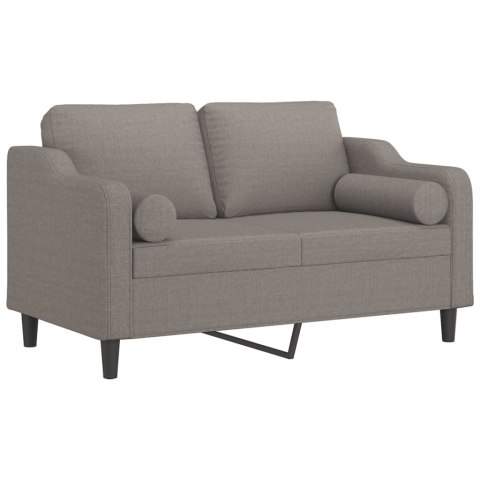  2-osobowa sofa z poduszkami, kolor taupe, 120 cm, tkanina