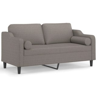  2-osobowa sofa z poduszkami, kolor taupe, 140 cm, tkanina