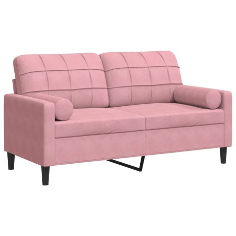  2-osobowa sofa z poduszkami, różowa, 140 cm, aksamit