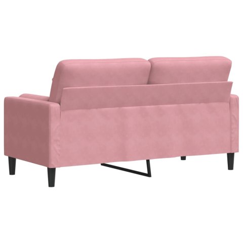  2-osobowa sofa z poduszkami, różowa, 140 cm, aksamit