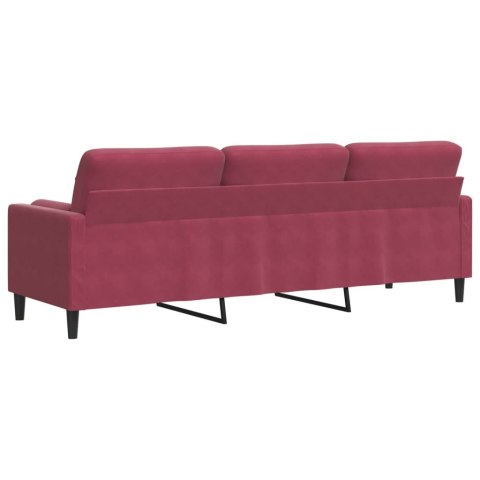  3-osobowa sofa z poduszkami, winna czerwień, 210 cm, aksamit