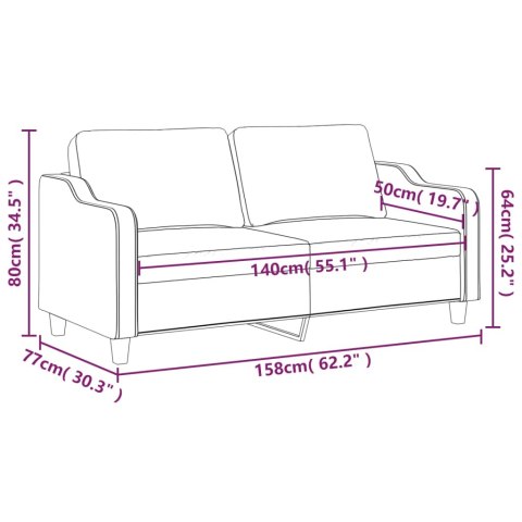  Sofa 2-osobowa, jasnożółta, 140 cm, tapicerowana tkaniną