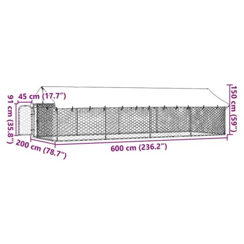  Kojec dla psa z zadaszeniem, 600 x 200 x 150 cm