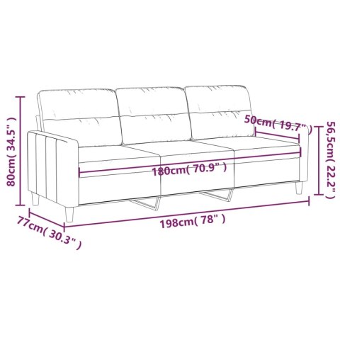  Sofa 3-osobowa, brązowa, 180 cm, tapicerowana tkaniną