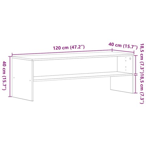  Szafka RTV Czarny Dąb 120x40x40 cm Drewno klejone