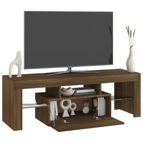  Szafka pod TV z oświetleniem LED, brązowy dąb, 120x35x40 cm