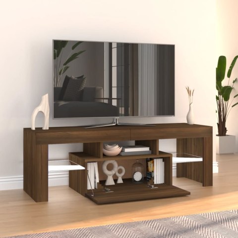  Szafka pod TV z oświetleniem LED, brązowy dąb, 120x35x40 cm