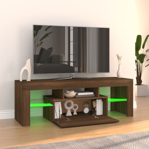  Szafka pod TV z oświetleniem LED, brązowy dąb, 120x35x40 cm