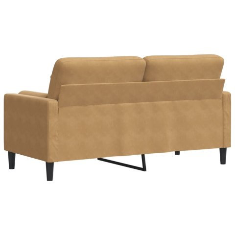  2-osobowa sofa z poduszkami, brązowa, 140 cm, aksamit