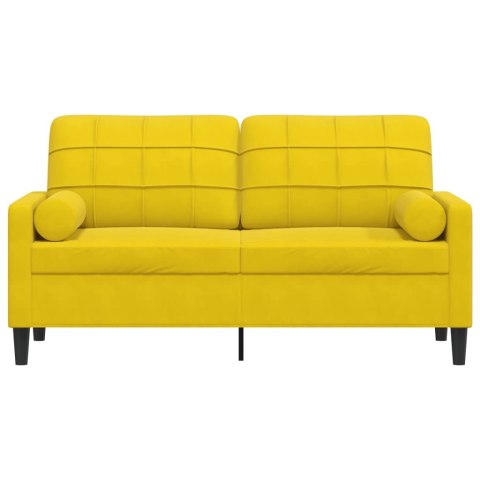  2-osobowa sofa z poduszkami, żółta, 140 cm, aksamit