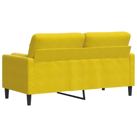  2-osobowa sofa z poduszkami, żółta, 140 cm, aksamit