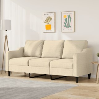  3-osobowa sofa, kremowa, 180 cm, tapicerowana tkaniną