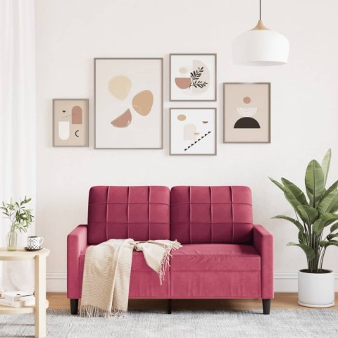 VidaXL Sofa 2-osobowa, winna czerwień, 120 cm, tapicerowana aksamitem