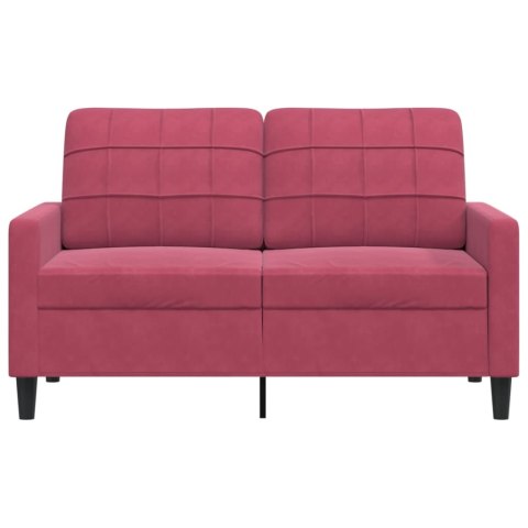 VidaXL Sofa 2-osobowa, winna czerwień, 120 cm, tapicerowana aksamitem