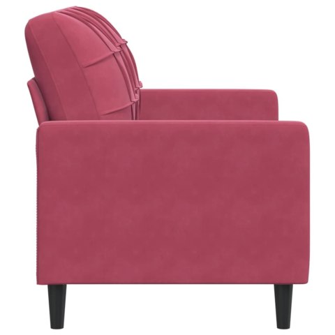 VidaXL Sofa 2-osobowa, winna czerwień, 120 cm, tapicerowana aksamitem