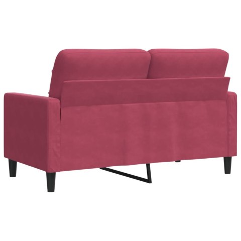 VidaXL Sofa 2-osobowa, winna czerwień, 120 cm, tapicerowana aksamitem