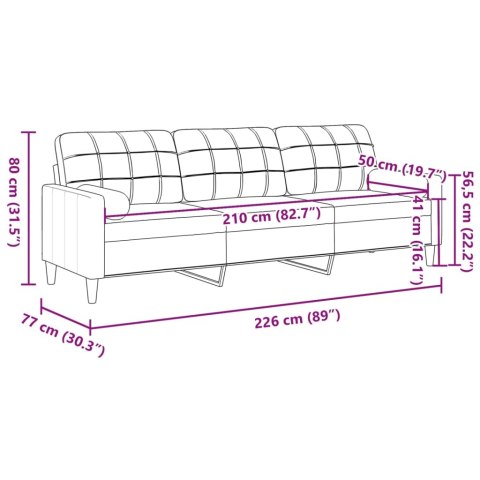 VidaXL 3-osobowa sofa z poduszkami, ciemnozielona, 210 cm, aksamit