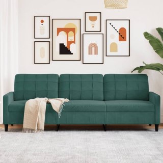 VidaXL Sofa 3-osobowa, ciemnozielony, 210 cm, obita aksamitem