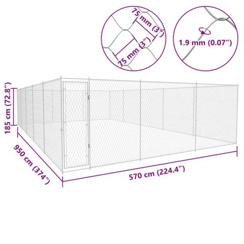  Kojec dla psa, galwanizowana stal, 950x570x185 cm