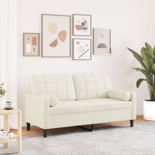 VidaXL 2-osobowa sofa z poduszkami, kremowa, 140 cm, aksamit