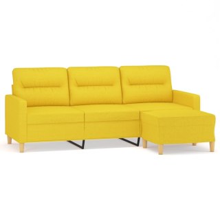 VidaXL 3-osobowa sofa z podnóżkiem, jasnożółty, 180 cm, tkaniną