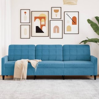 VidaXL Sofa 3-osobowa, niebieski, 210 cm, obita aksamitem