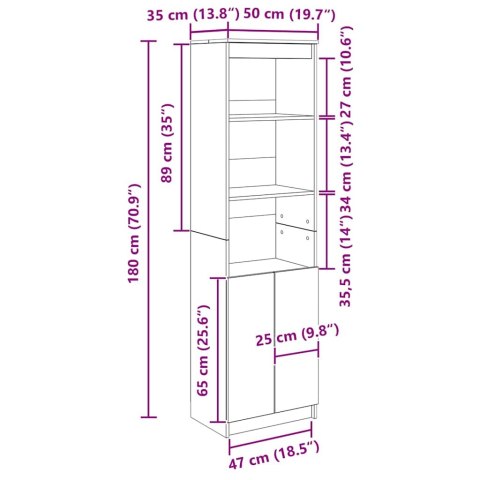  Komoda Sonoma Oak 50x35x180 cm Drewno klejone