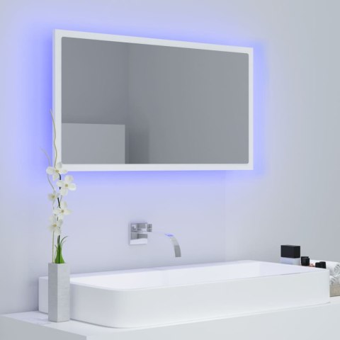  Lustro łazienkowe z LED, białe, 80x8,5x37 cm, akryl