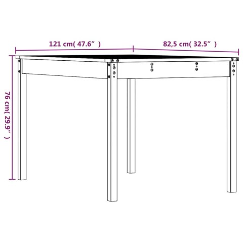  Stolik ogrodowy, 121x82,5x76 cm, lite drewno sosnowe