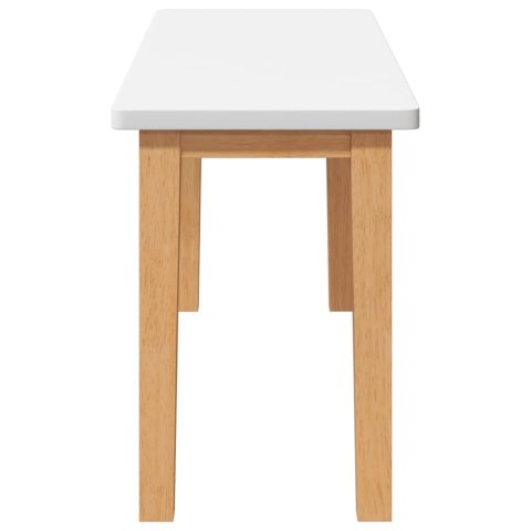  Ławka 90 cm Biała lite drewno guma