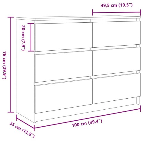  Komoda Biała 100x35x76 cm Drewno klejone