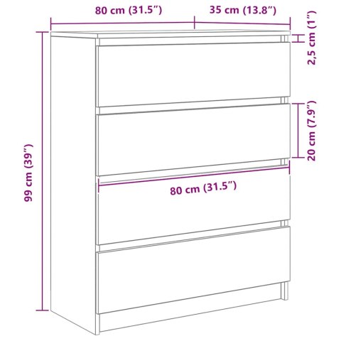  Komoda Stare drewno 80x35x99 cm Drewno klejone