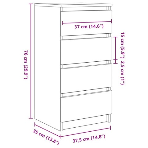 VidaXL Komoda Betonowa Szara 37,5x35x76 cm Drewno klejone