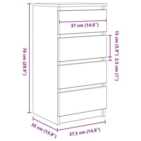  Komoda Biała 37,5x35x76 cm Drewno klejone