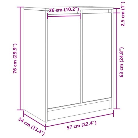  Komoda Czarny Dąb 57x34x76 cm Drewno klejone