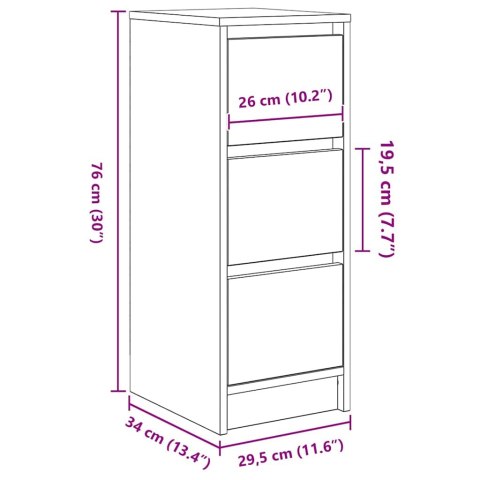  Komoda Szara Sonoma 29,5x34x76 cm Drewno klejone