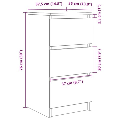 VidaXL Komoda Betonowa Szara 37,5x35x76 cm Drewno klejone