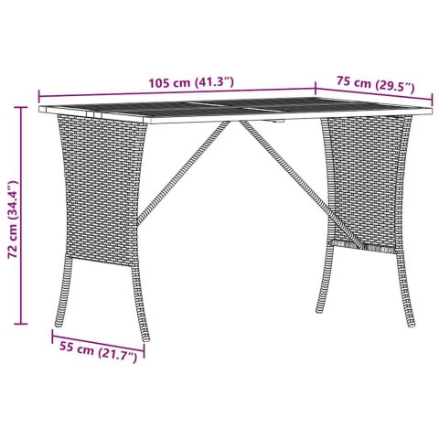 VidaXL Stół ogrodowy z blatem z drewna akacjowego szary 105x75x72 cm