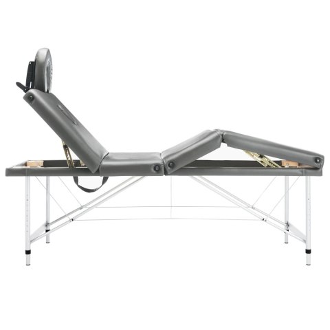  Stół do masażu, 4 strefy, rama z aluminium, antracyt, 186x68cm
