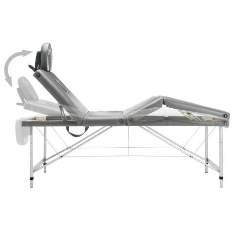  Stół do masażu, 4 strefy, rama z aluminium, antracyt, 186x68cm