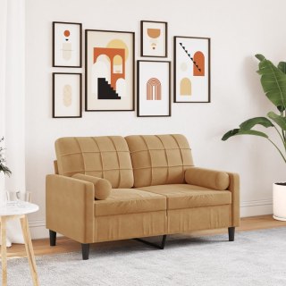 VidaXL 2-osobowa sofa z poduszkami, brązowa, 120 cm, aksamit