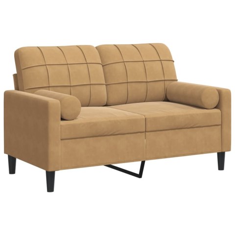 VidaXL 2-osobowa sofa z poduszkami, brązowa, 120 cm, aksamit