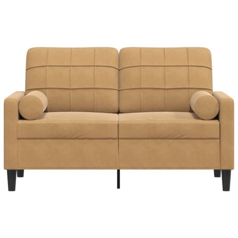 VidaXL 2-osobowa sofa z poduszkami, brązowa, 120 cm, aksamit