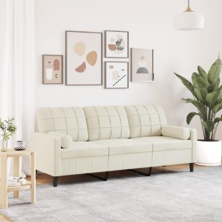 VidaXL 3-osobowa sofa z poduszkami, kremowa, 180 cm, aksamit