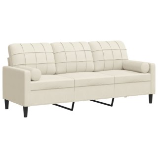 VidaXL 3-osobowa sofa z poduszkami, kremowa, 180 cm, aksamit