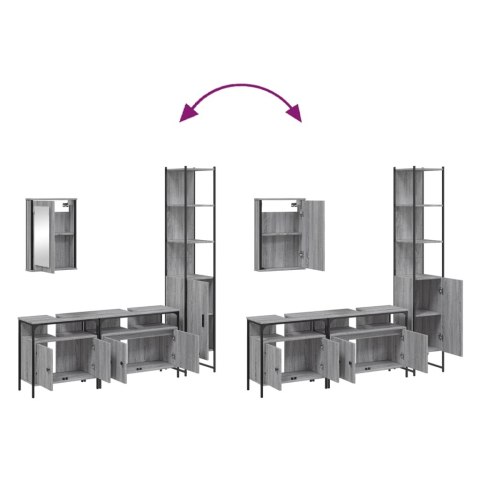 VidaXL 4-częściowy zestaw mebli łazienkowych, szary dąb sonoma